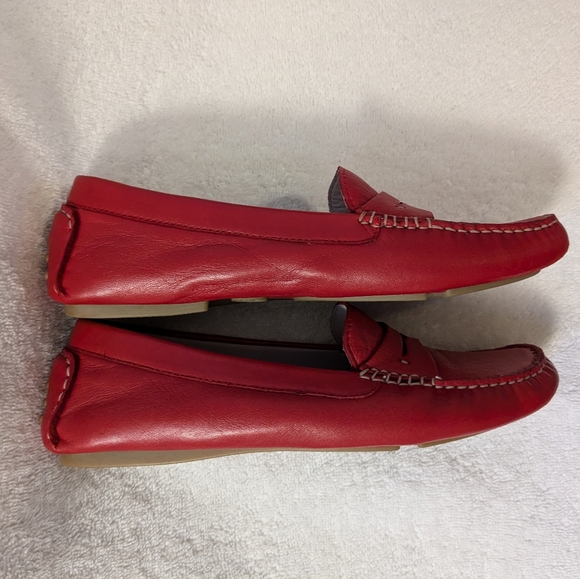 Johnston and Murphy Women's Red soft Leather luxury Driving Moccasin Shoe 7.5 M - Picture 3 of 9